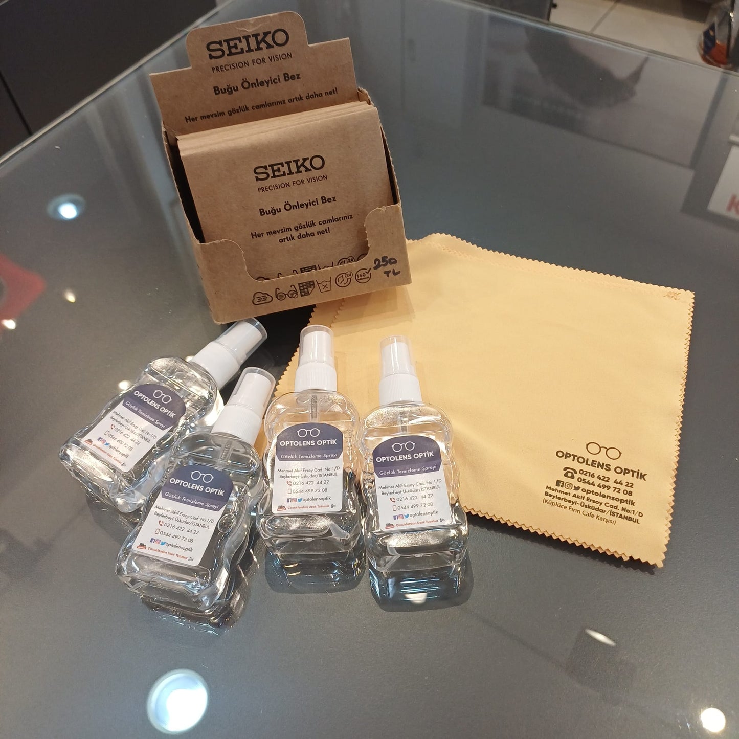 Seiko Buğu Önleyici Gözlük Bezi (Temizleme Spreyi ve Mikrofiber Bez Hediyeli)